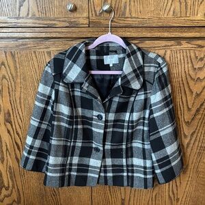 Per Una Black and Gray Checkered Jacket